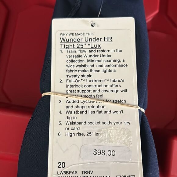 New Lululemon wunder Under HR 25”  sz 20 - Picture 2 of 2